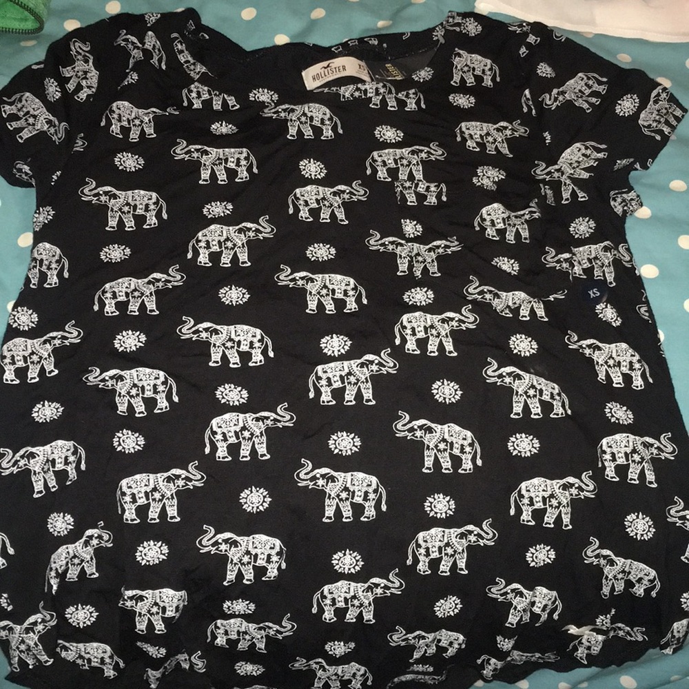 Black elephant print shirt